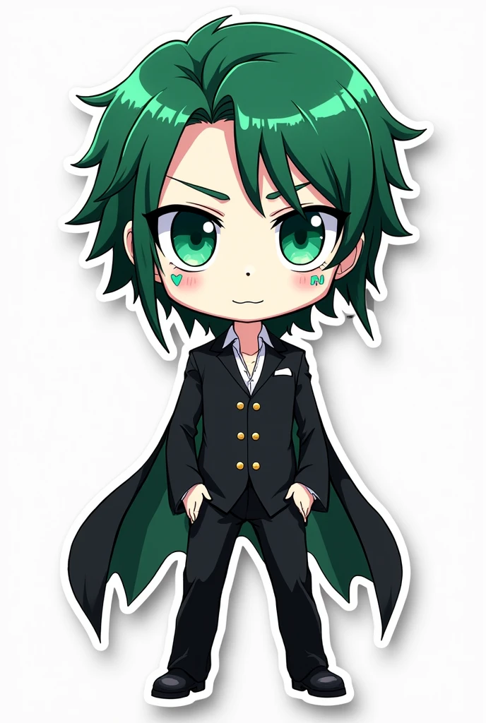 create the image of ,ulquiorra cifer, the fourth start of bleach, sticker style,happy white background 