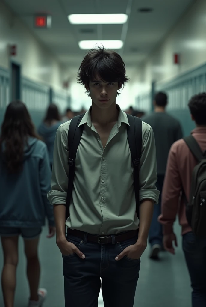 A dark-haired man at school
