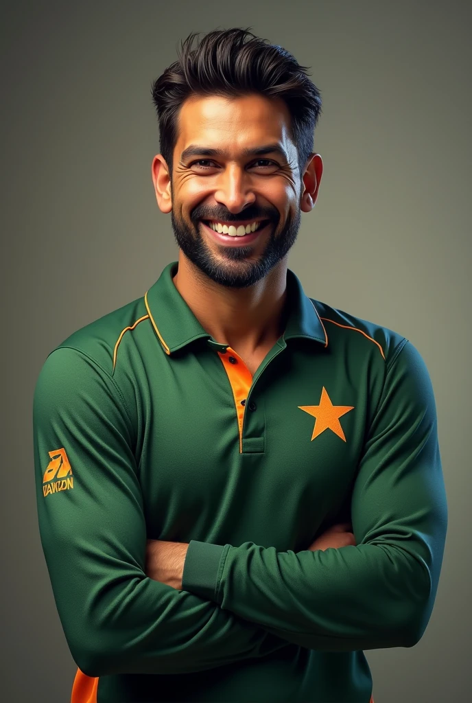 Create Shahid Afridi realistic photo smile