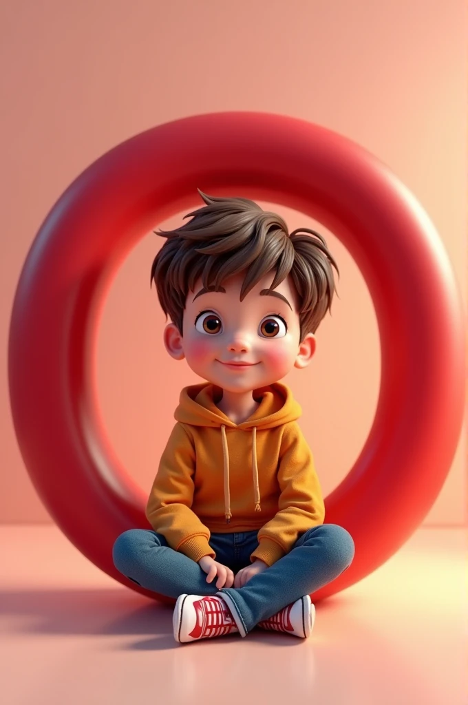 A boy sitting in TikTok logo