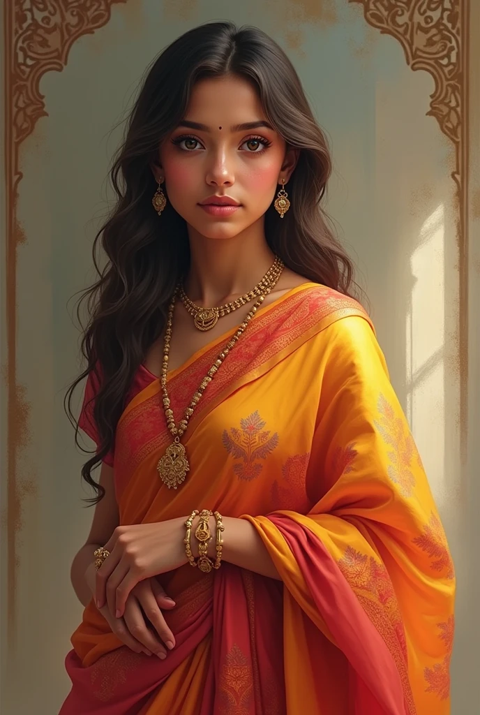 generate me a picture of a realistic cute indian girl wearing saree