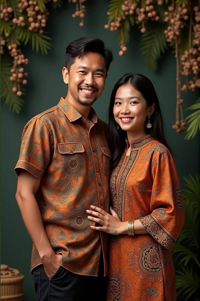 Husband and wife wear batik clothes
