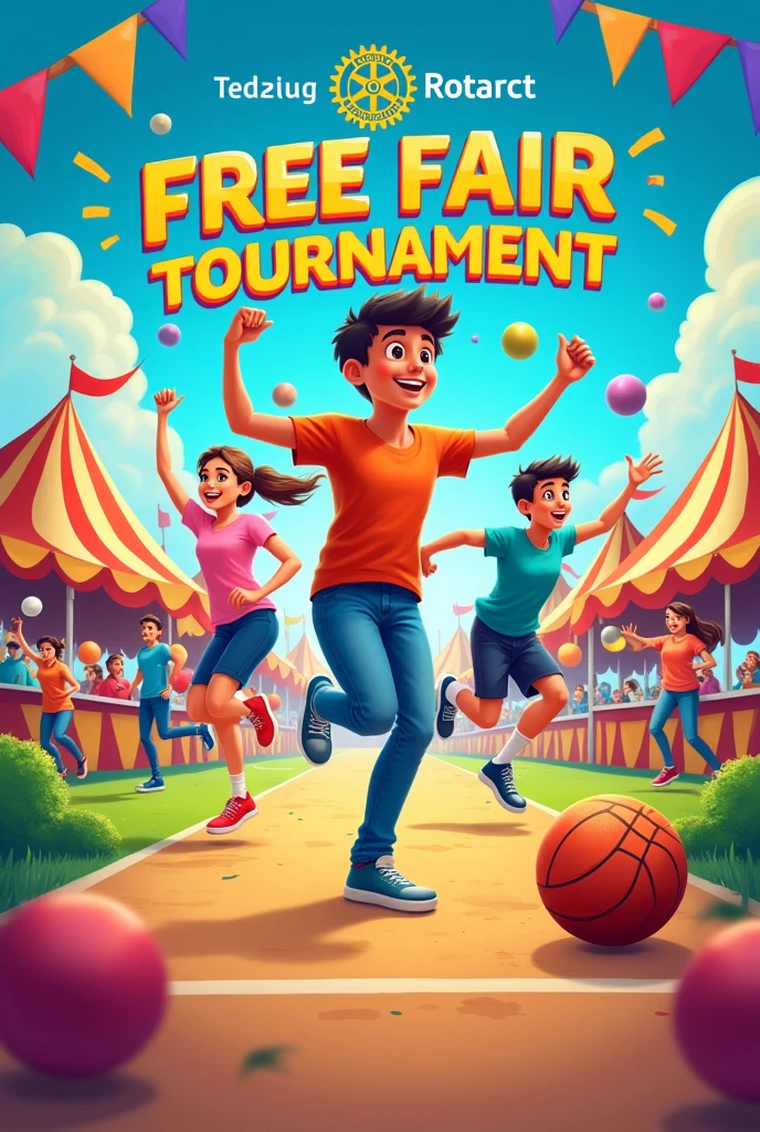 Create a posters free fair turnament by "Rotaract club TIT & Science" Entery fees 200rup and Date of turnament is 2/09/2024