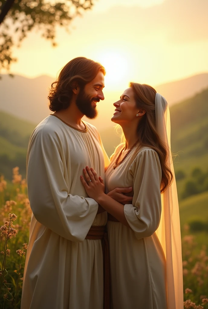 Jesus smile  with a husband and wife love
