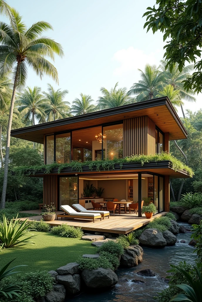 One-story bioclimatic tropical house