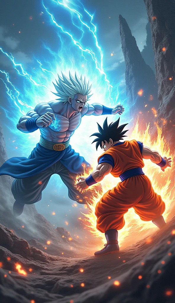There is a brutal fighting between Satoru Gojo vs Son Goku, Ultra HD, Anime