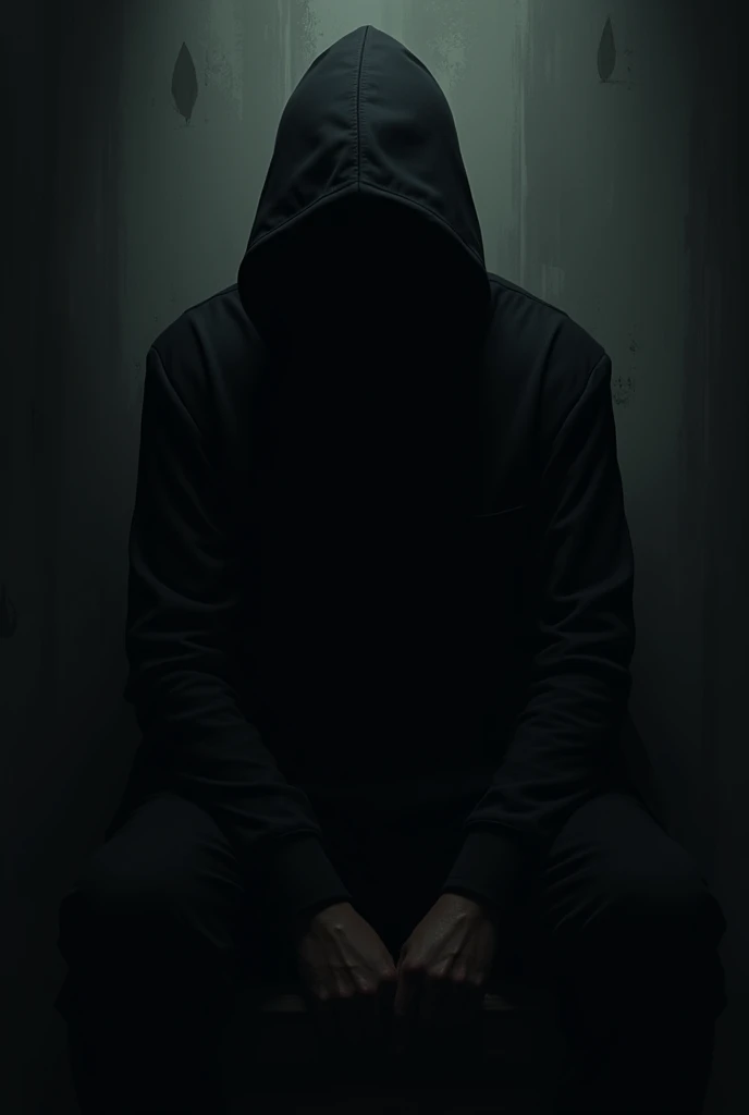 The man sitting in the dark does not show his face