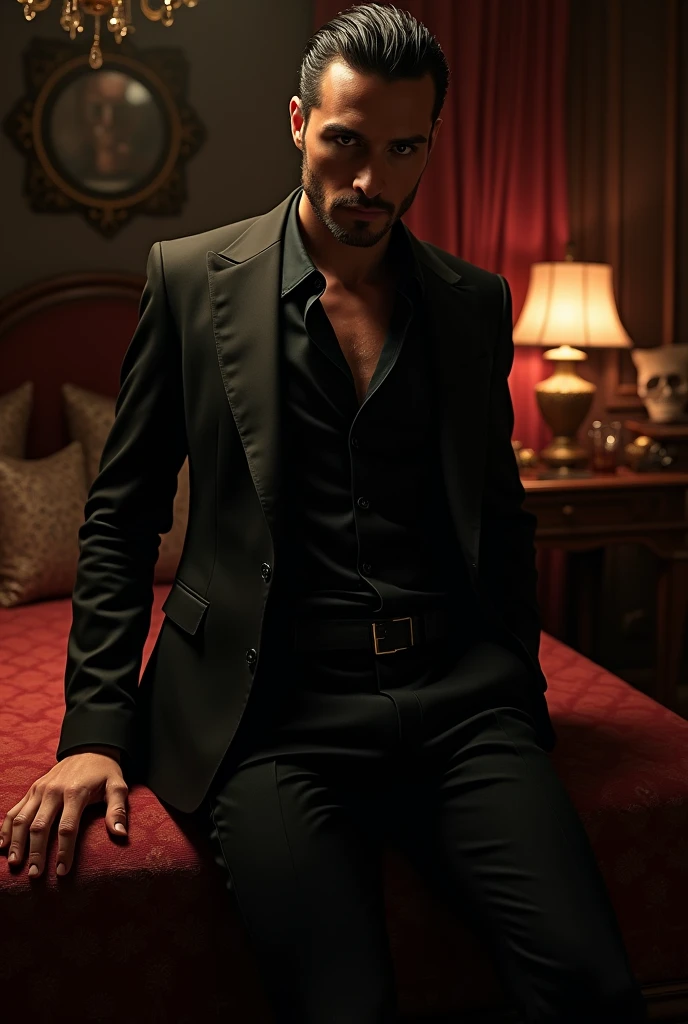 Sex vibe with Bill Kaulitz as mafia boss, in his bedroom