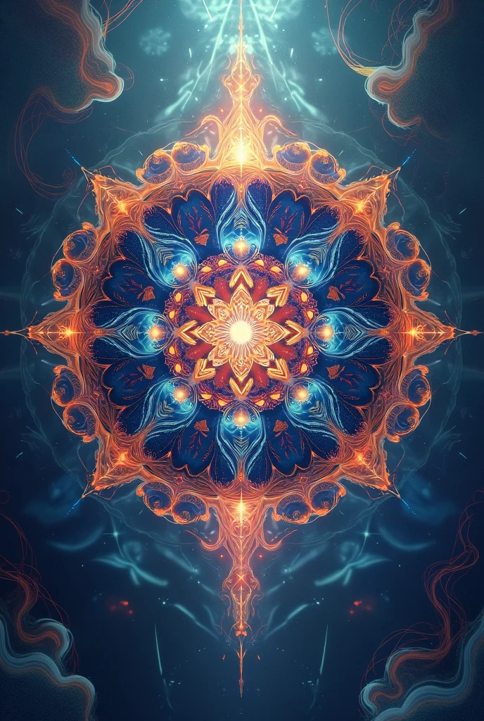 Create a 4k wallpaper for my android smartphone in circular mandala style on abstract surreal scene