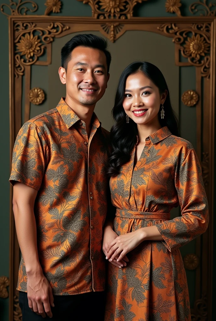 Husband and wife wear batik clothes