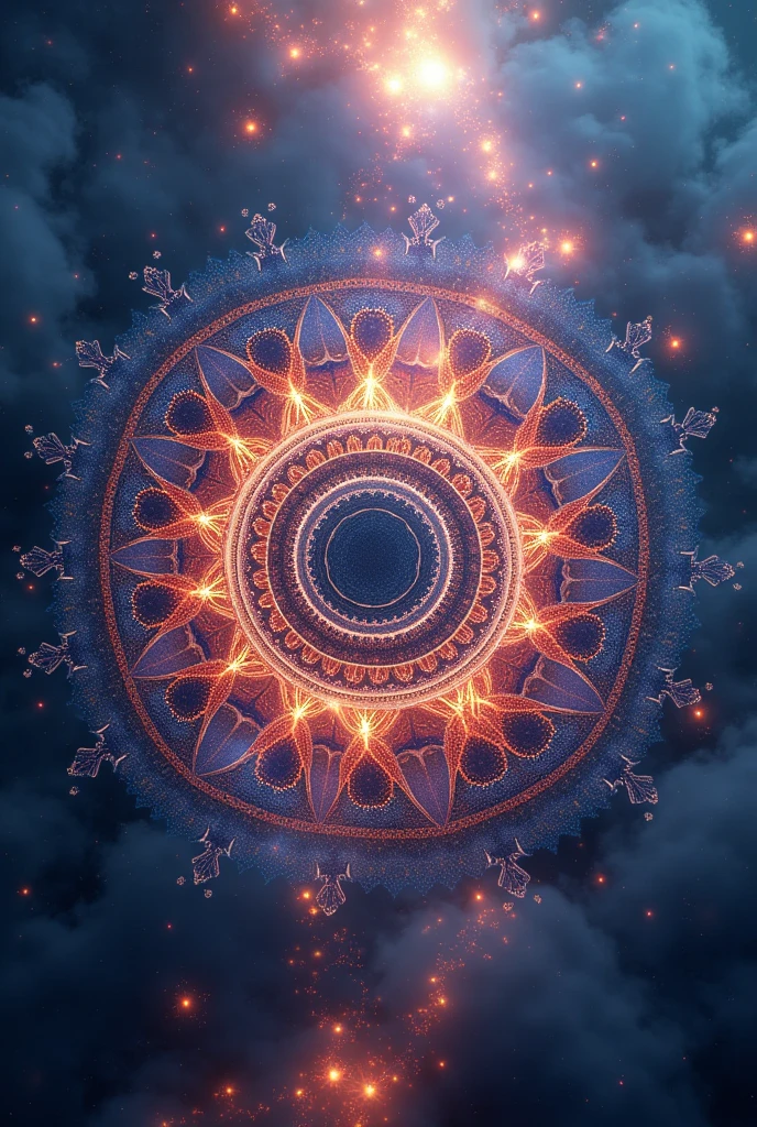Create a 4k wallpaper for my android smartphone in circular mandala style on abstract surreal phenomena