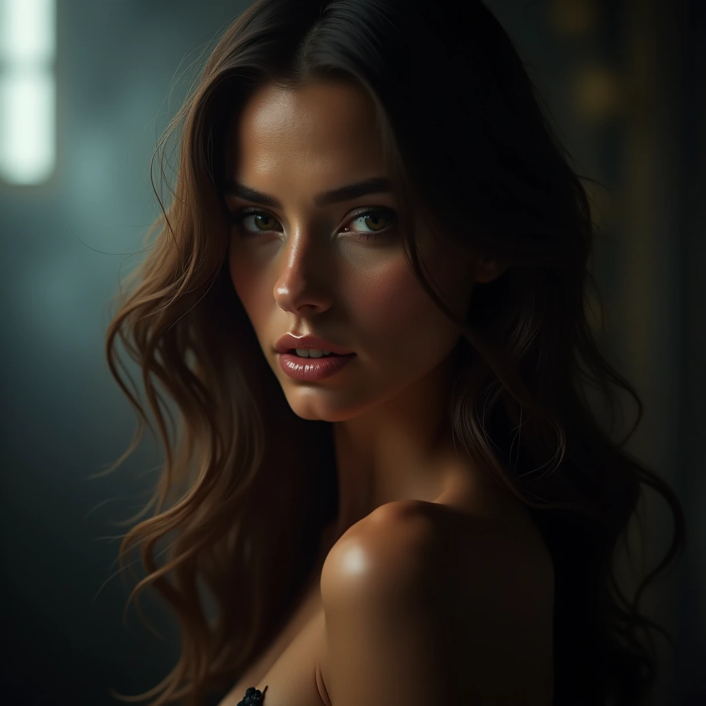 brunette woman, beautiful and sexy , in a random place , Ultra detailed, 8k