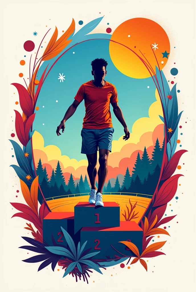A design for a shirt for a camp inspired in the olympics, the name of the camp is PODIUM