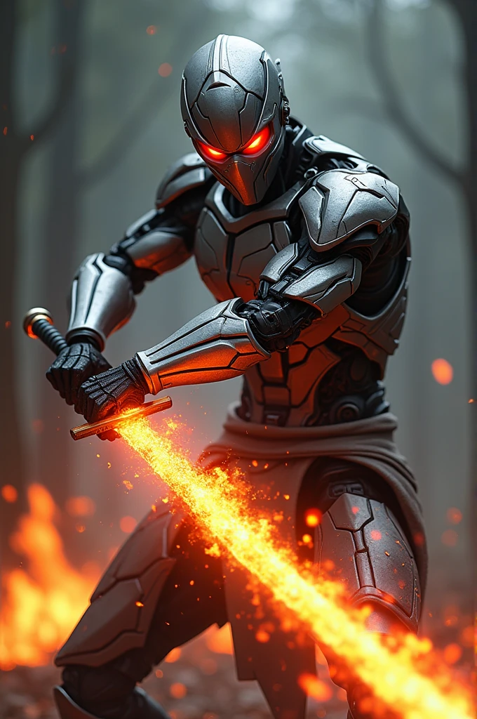 Ninja robot with fire sword