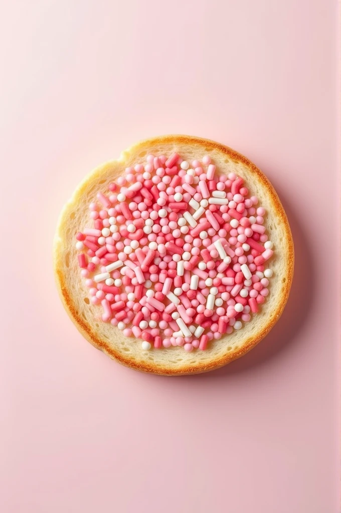 Round toast with pink and white sprinkles