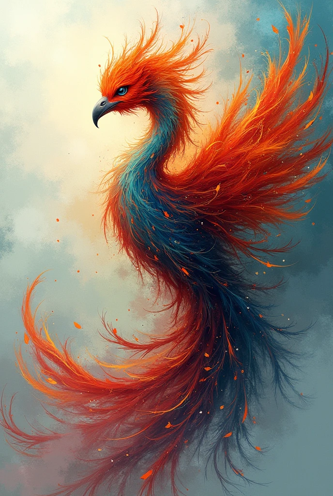 make me abstract phoenix art more abstract and more more