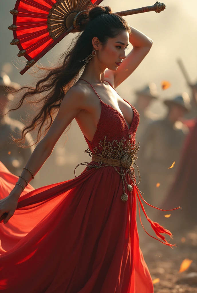 Penguin , war fan,war,sensual dress,woman 