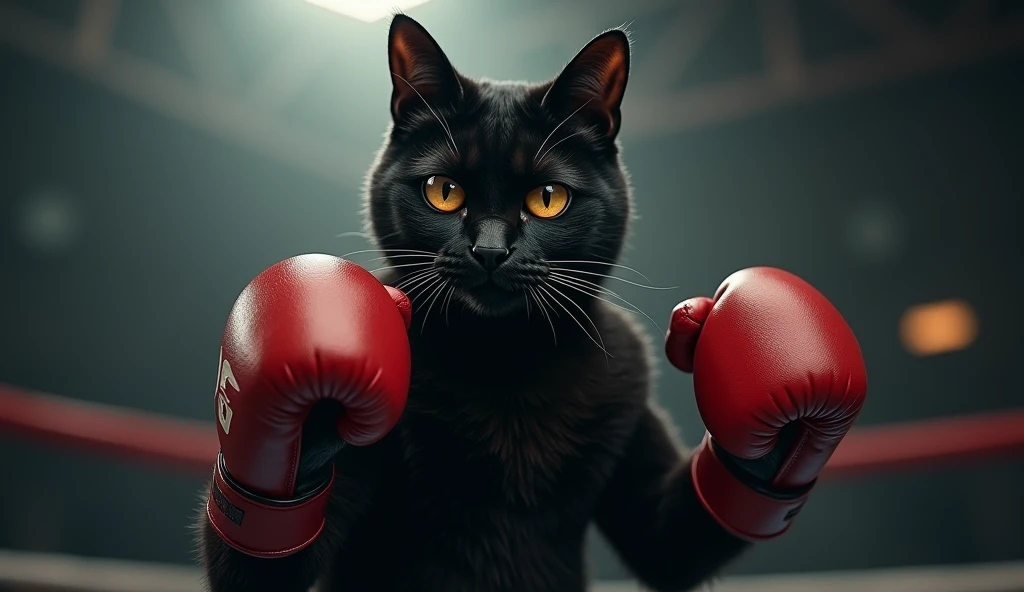 Black cat boxing