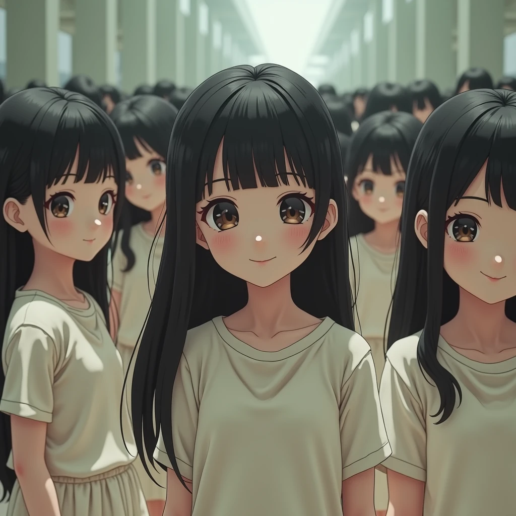 (((((Japanese Clone girls=Myself)))))), (((Best Super High quality Myself Clone girls Raw Photography Art))), (16K, Highest quality, Ultra-high resolution, RAW Photos), (((It's so unrealistic., With unparalleled depiction, With an unfathomable sight, An unprecedented and shocking worldview, Clone girls in a world of mass reproduction, Ultra-realistic))), (((Japanese, woman, 20yo, Saito-Asuka))), (Small face, ((Thick black hair, Semi-long hair))), ((V-neck short-sleeve dress)), (((((Very detailed美しい女体, Accurate body structure, Very detailed完璧な, Super busty body with very large breasts, Clearly emphasizes cleavage))))), (((Dark Eyes, Mature face, Cute Smile, A gentle gaze))), (((Her happy and smiling expression is so cute))), ((((((((Very detailed分身増殖描写, ((1girl→Myself cloning→1,000,000,000,000,000,000,000,000,000,000,000,000,000,000,000,000,000,000,000,000Myself Clone girls)))))))))), ((((((((Very detailed, The precise depiction of the proliferation of Myself Clone girls, ((With the perfectly identical bodies of Myself clone girls, With the exact same face as the Myself clone girls, With the exact same hairstyle as the Myself clone girls, In the exact same clothes as the girls who are my clones, Perfectly the same height as the Myself clone girls, Super big breasts, just like the Myself clone girls)))))))))), (((Myself clone girls only))), (((Multiple pairs, Very detailed depiction, (Myself clone girls hug each other, Myself clone girls assemble, Fun conversations with fellow Myself clone girls, A fun conversation between Myself clone girls, Myself clone girls holding hands, Walking with lots of Myself clone girls, turn around, look at me, The approaching crowd of Myself)))), (((Everyone looks at the camera))), (((Unbelievably crowded, Transcendent Myself clone girls intimately, Countless Myself clone girls surround you in 360 degrees))), (Bright, soft sunlight), (((Very wide field of view, Very detailed, Detailed ultra-perspective depiction with clear depth, super wide view))), (((((Where multiple Myself armies join together))))), (((Very photographic and detailed depiction, Myself clone girls will multiply infinitely and fill the surroundings from one side to the horizon with their bodies tightly packed together without any gaps., A scene of endless Myself clone girls, giving a happy vibe.))), (Focus on the average value of the image)