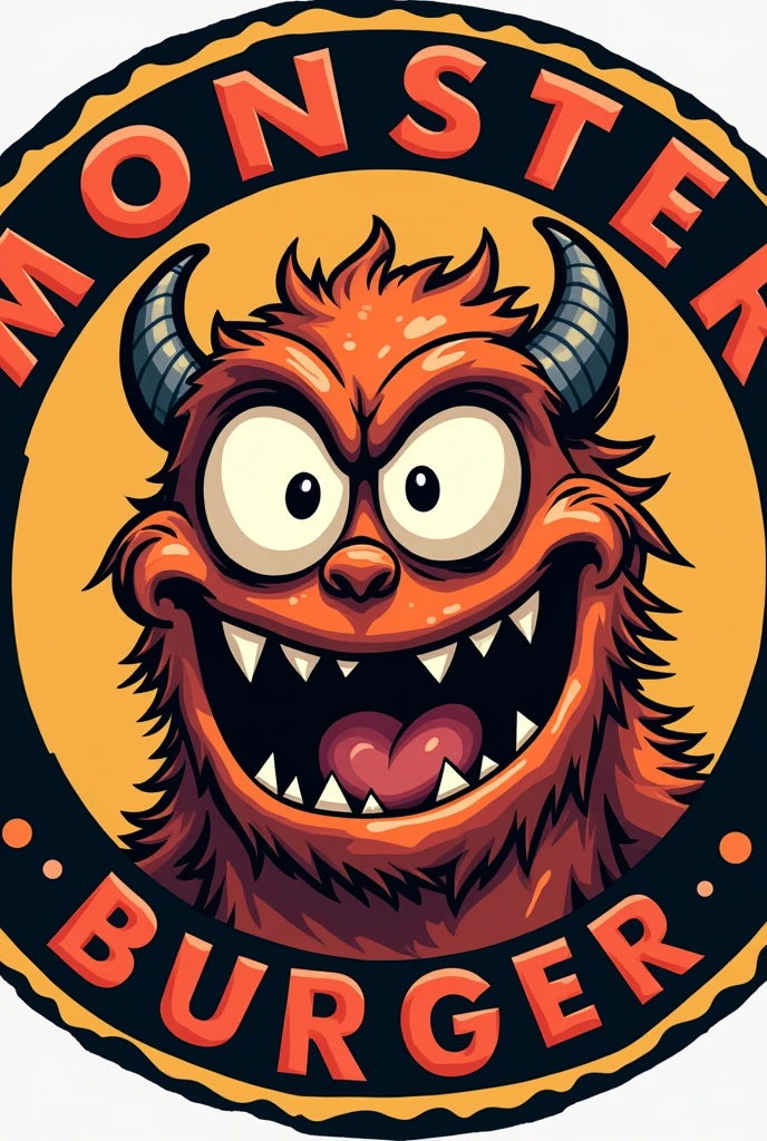 Realistic round logo for store with the wording Monster Burguer 