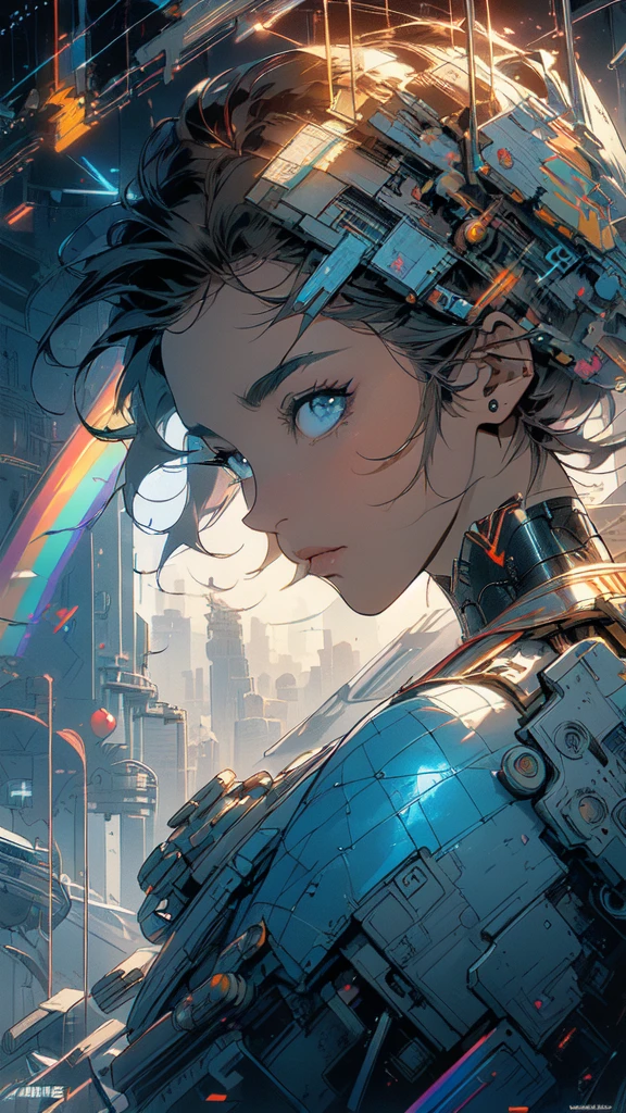(((masterpiece, highest quality))),(((solo:1.2))),(((1girl:1.2))),32k wallpaper, very detailed, poster, vintage science fiction,(((((geometric cinematic movie poster))))), ((((bauhaus)))),(((abstract))),((((mid century modern)))),(((((portfolio))))),(((((Close-up))))),(((((bust up))))),((((more various angle)))),(((highlight))),(((complete. detailed face))),(((Extremely talented))),(((most complecated machine))),(((Overall colorfully))),((((((Absolutely simple background)))))),(((((detailed futuristic machine))))),(((Cleavage))),(((marvel super heroes))),(((rainbow color scheme))),(((Very detailed UI))),(((So many meters))),(((Perpetual Motion Machine)))