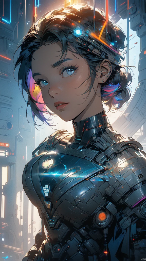 (((masterpiece, highest quality))),(((solo:1.2))),(((1girl:1.2))),32k wallpaper, very detailed, poster, vintage science fiction,(((((geometric cinematic movie poster))))), ((((bauhaus)))),(((abstract))),((((mid century modern)))),(((((portfolio))))),(((((Close-up))))),(((((bust up))))),((((more various angle)))),(((highlight))),(((complete. detailed face))),(((Extremely talented))),(((most complecated machine))),(((Overall colorfully))),((((((Absolutely simple background)))))),(((((detailed futuristic machine))))),(((Cleavage))),(((marvel super heroes))),(((rainbow color scheme))),(((Very detailed UI))),(((So many meters))),(((Perpetual Motion Machine)))