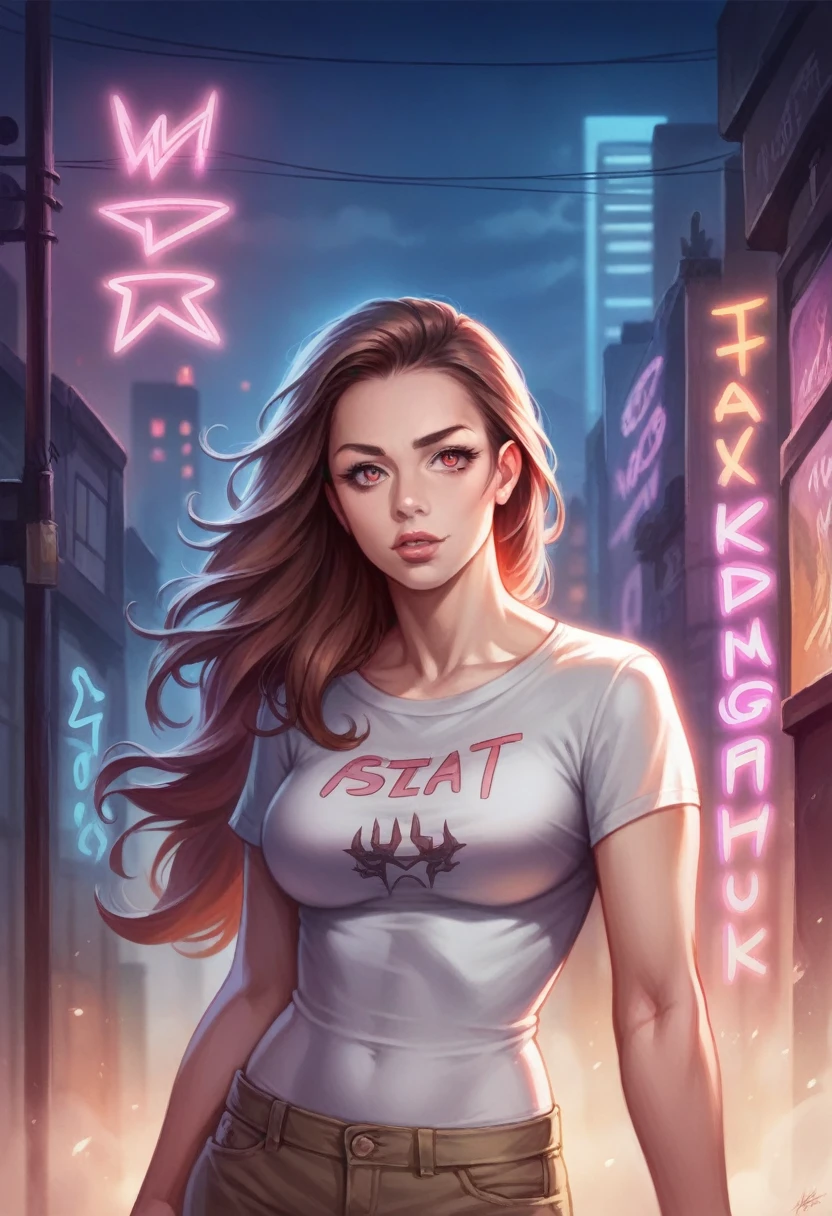 a hip hop style character, highly detailed, realistic, photorealistic, 8k, hyperrealistic, masterpiece, beautiful detailed eyes, beautiful detailed lips, extremely detailed face, long eyelashes, stylish clothing, urban environment, dynamic pose, dramatic lighting, vivid colors, strong contrast, street style, graffiti, neon lights