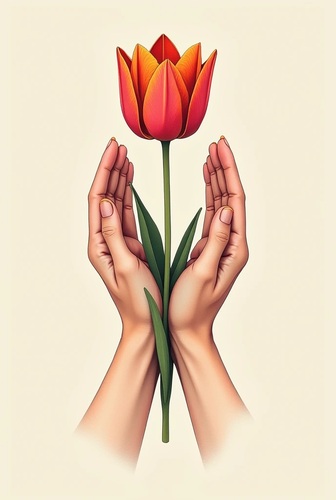 Two hands and a tulip for tattoo