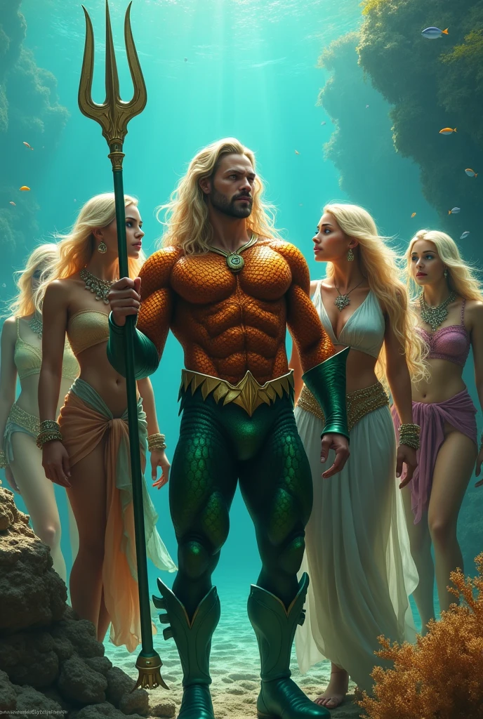 Aquaman with indian blondes
