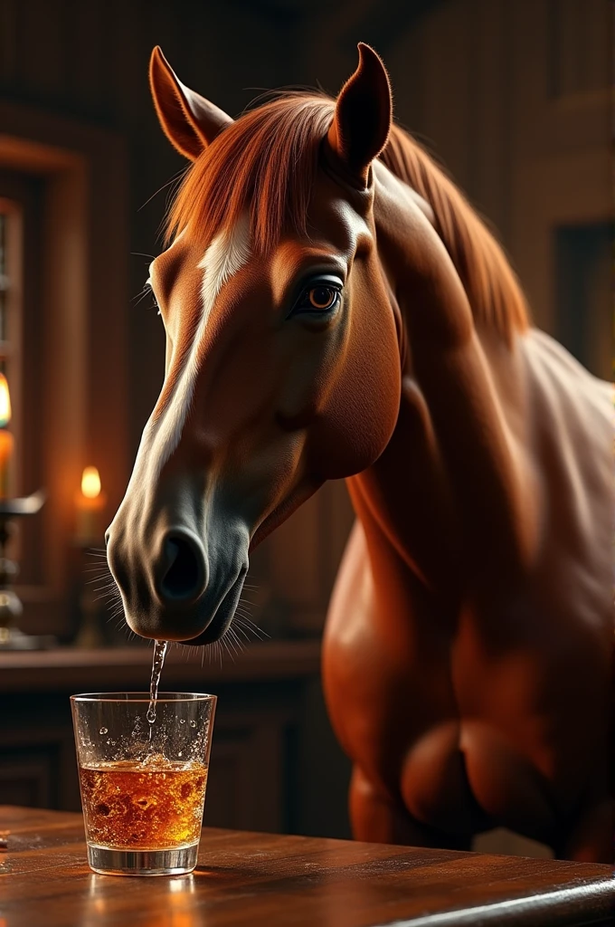 Horse drinking double reserve rum 