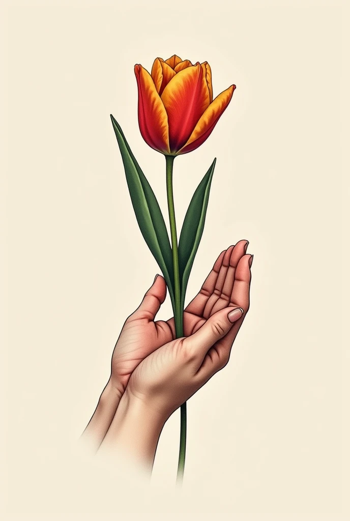 Two hands and a tulip for tattoo