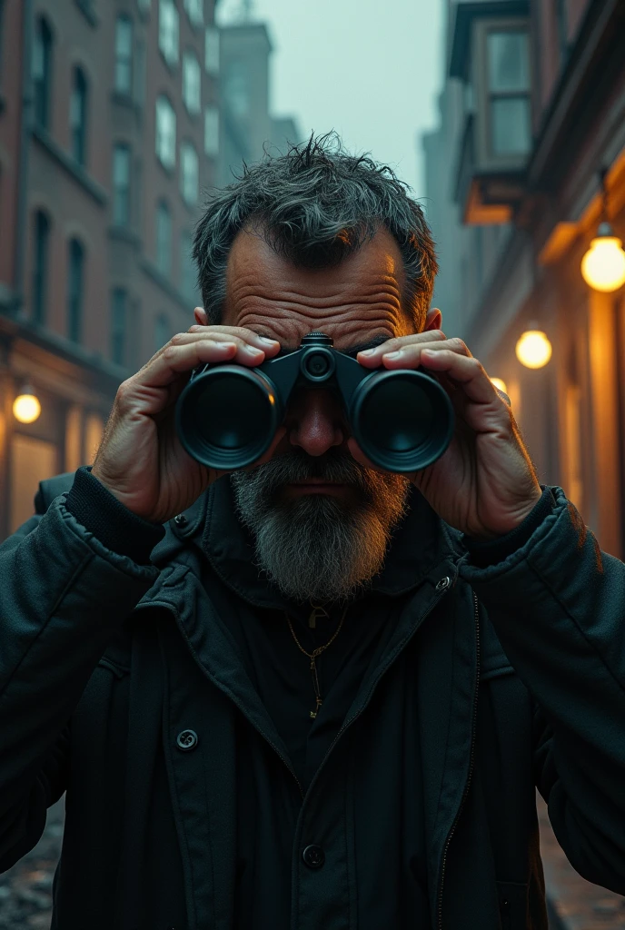 Dick the crook using binoculars