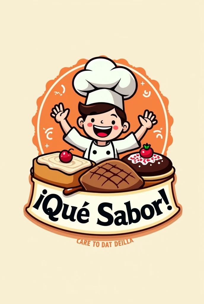 Create a logo for a food business where you sell sweet things like cupcakes,donuts and salty things like breads with meats that is a mix of food and that has the name A LAA! WHAT A FLAVOR in Spanish like the previous one