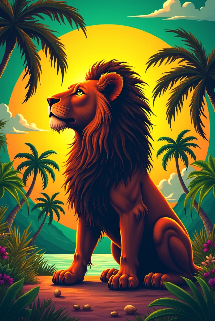 Create an image with Reggae symbols and colors 