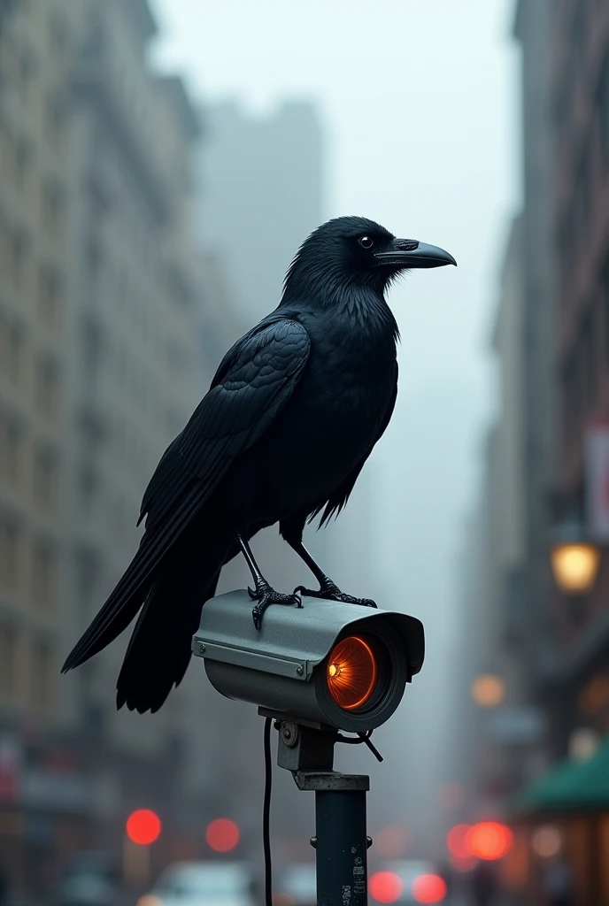 A raven on a CC camera