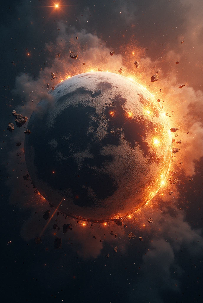 Moon and Earth colliding