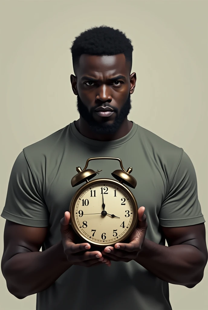 Black guy holding a Clock 17
