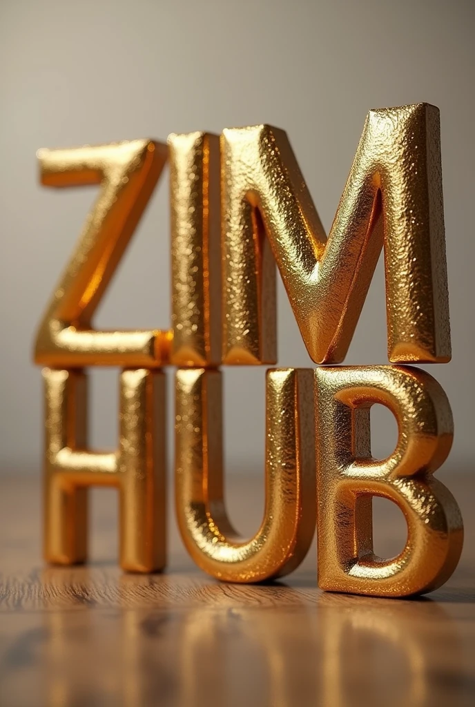 Word "Zim Decor Hub" written in champagne gold serif elegant font. 