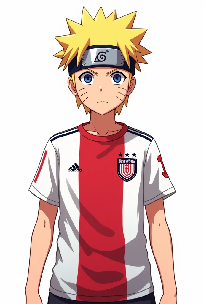 Narruto d2 is wearing a River Plate shirt with its crest on a white background