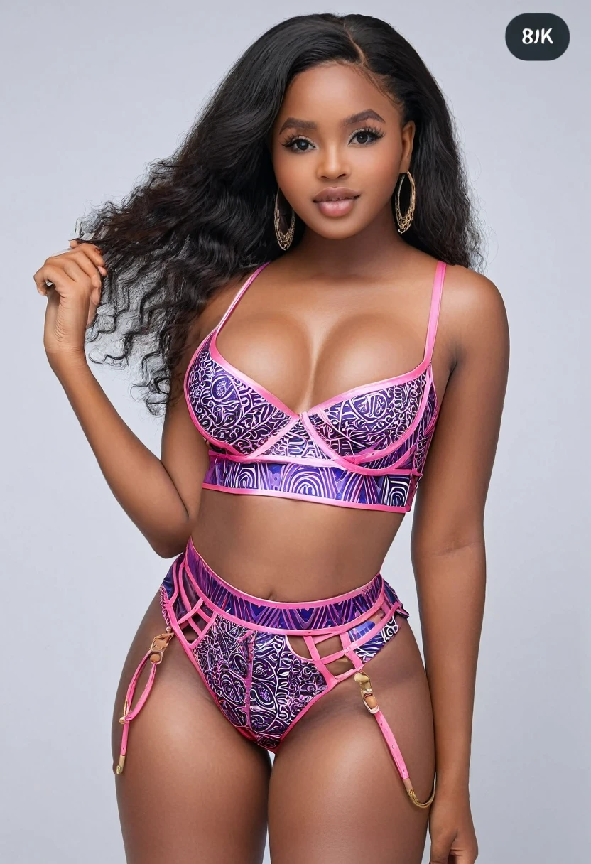 ((Photo medium distance:1.35)), ((Best resolution:1.4)), ((high quality:1.2)), (Work of art), 8k, extremely detailed, ((High detail:1.2)), Solo, ((HotLexi pretty perfect African angolan female with 2)), (crop top, mini-shorts), (perfect hot hourglass body:1.25), (square-shaped defined pretty face:1.35), (medium round breasts),