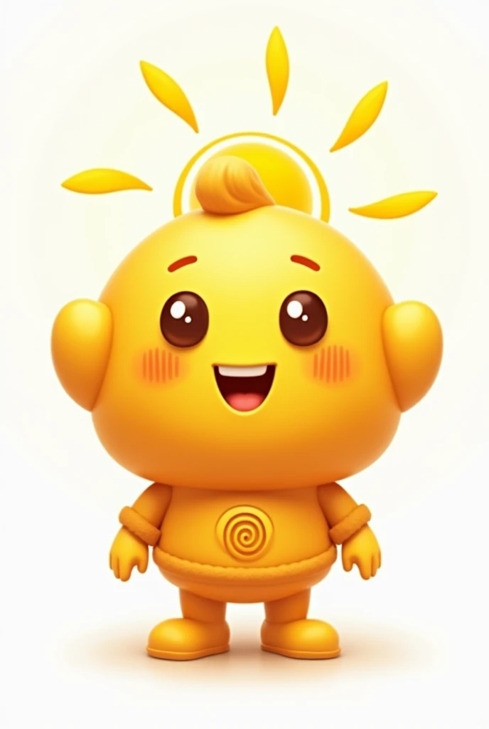 Yellow round emoji with a face in love and hearts in the eyes with the inti sun on his clothes with a white background