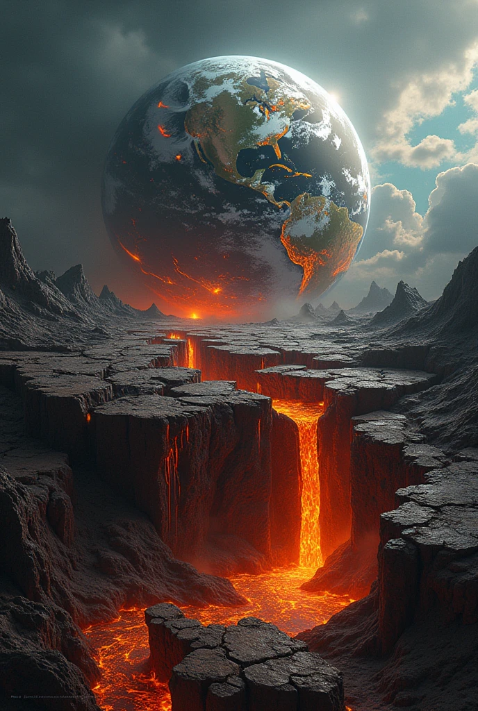 The earth dripping and half exploding 