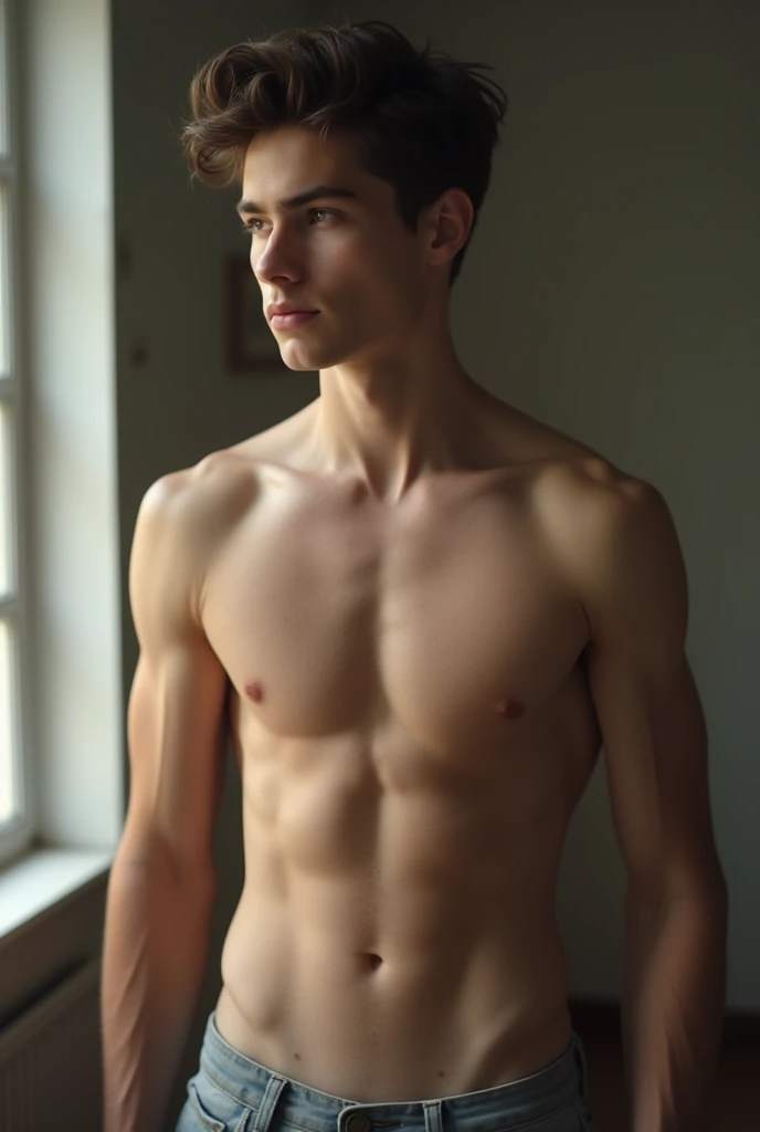 Lean boy student shirtless