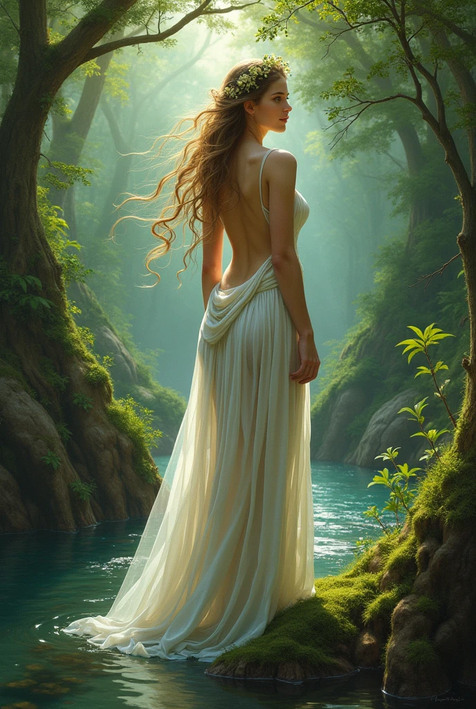 L'Air et la Terre avaient une fille : Écho. Cette charmante nymphe vivait dans les bois aux côtés de la déesse Artémis. Elle allait de rivières en torrents ; les arbres lui servaient de toit, la mousse et les jeunes pousses de lit. Elle ne connaissait ni tourment ni ennui.