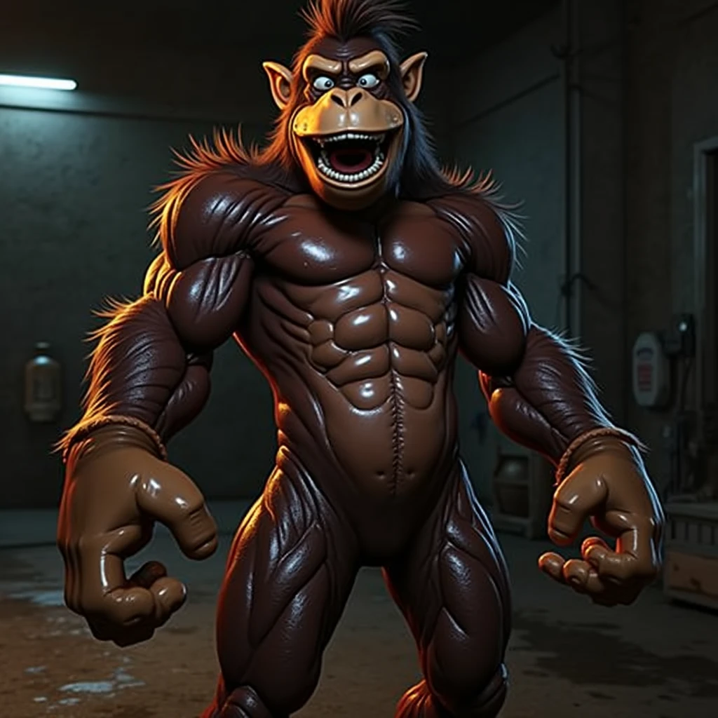 Donkey kong holding his bulge in a latex suit