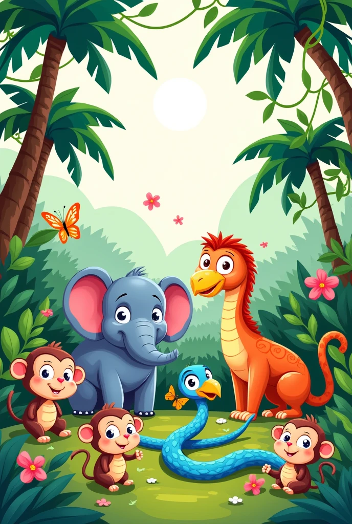 Easy coloring page animals in the jungle