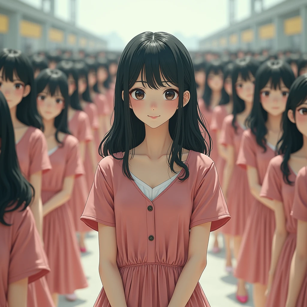 (((((Japanese Clone girls=Myself)))))), (((Best Super High quality Myself Clone girls Raw Photography Art))), (16K, Highest quality, Ultra-high resolution, RAW Photos), (((It's so unrealistic., With unparalleled depiction, With an unfathomable sight, An unprecedented and shocking worldview, Clone girls in a world of mass reproduction, Ultra-realistic))), (((Japanese, woman, 20yo, Saito-Asuka))), (Small face, ((Thick black hair, Semi-long hair))), ((V-neck short-sleeve dress)), (((((Very detailed美しい女体, Accurate body structure, Very detailed完璧な, Super busty body with very large breasts, Clearly emphasizes cleavage))))), (((Dark Eyes, Mature face, Cute Smile, A gentle gaze))), (((Her happy and smiling expression is so cute))), ((((((((Very detailed分身増殖描写, ((1girl→Myself cloning→1,000,000,000,000,000,000,000,000,000,000,000,000,000,000,000,000,000,000,000,000Myself Clone girls)))))))))), ((((((((Very detailed, The precise depiction of the proliferation of Myself Clone girls, ((With the perfectly identical bodies of Myself clone girls, With the exact same face as the Myself clone girls, With the exact same hairstyle as the Myself clone girls, In the exact same clothes as the girls who are my clones, Perfectly the same height as the Myself clone girls, Super big breasts, just like the Myself clone girls)))))))))), (((Myself clone girls only))), (((Very detailed depiction, (A group of Myself clone girls hugging each other, A large gathering of Myself clone girls, Fun conversations among crowds of Myself clone girls, A fun conversation among a crowd of Myself clone girls, Myself clone girls flirting with each other, Multiple Myself clone girls walking together in a crowd, turn around, The approaching crowd of Myself)))), (((Everyone looks at the camera))), (((Unbelievably crowded, Transcendent Myself clone girls intimately, Countless Myself clone girls surround you in 360 degrees))), (Bright, soft sunlight), (((Very wide field of view, Very detailed, Detailed ultra-perspective depiction with clear depth, super wide view))), (((((A place where multiple Myself armies join together))))), (((Very photographic and detailed depiction, Myself clone girls will multiply infinitely and fill the surroundings from one side to the horizon with their bodies tightly packed together without any gaps., A scene of endless Myself clone girls, giving a happy vibe.))), (Focus on the average value of the image)