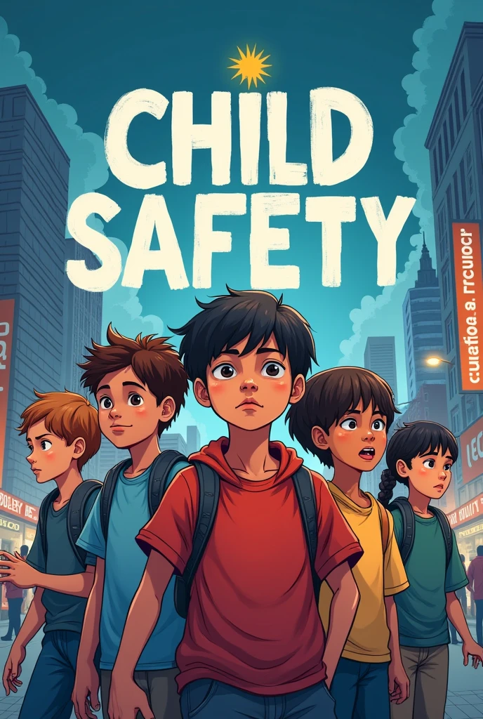 Draft a poster related to safety of children in today's society. You the cultural secretary of KV Tarakeswar