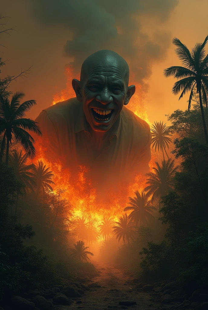 Amazon on fire artist laughing