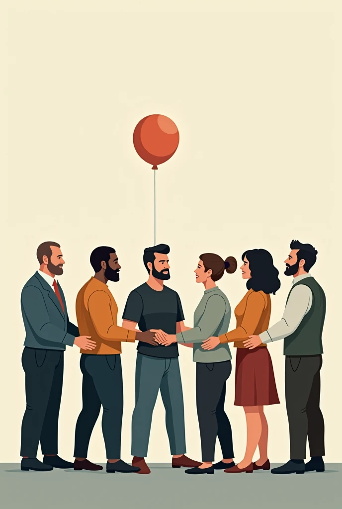 active pause workers in a circle holding each other&#39;s forearms with a balloon  


